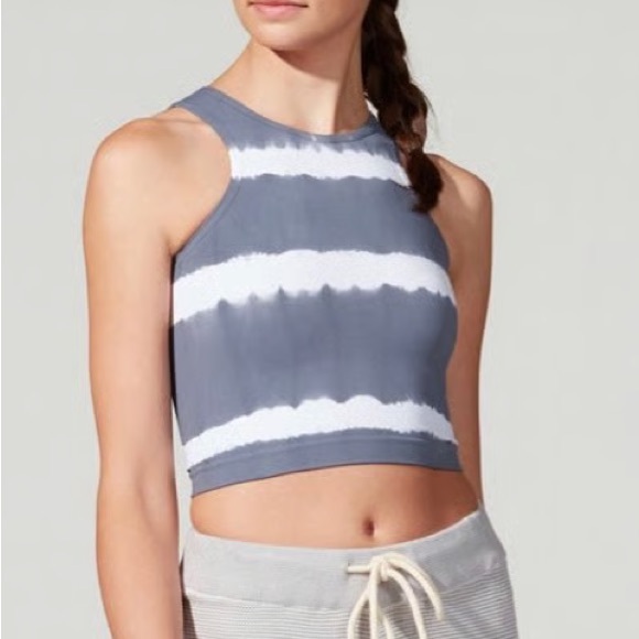 🌚Phat Buddha Dark Gray & White Tie-Dye Workout ‘Moore’ Crop Top, Size M/L - Picture 1 of 14